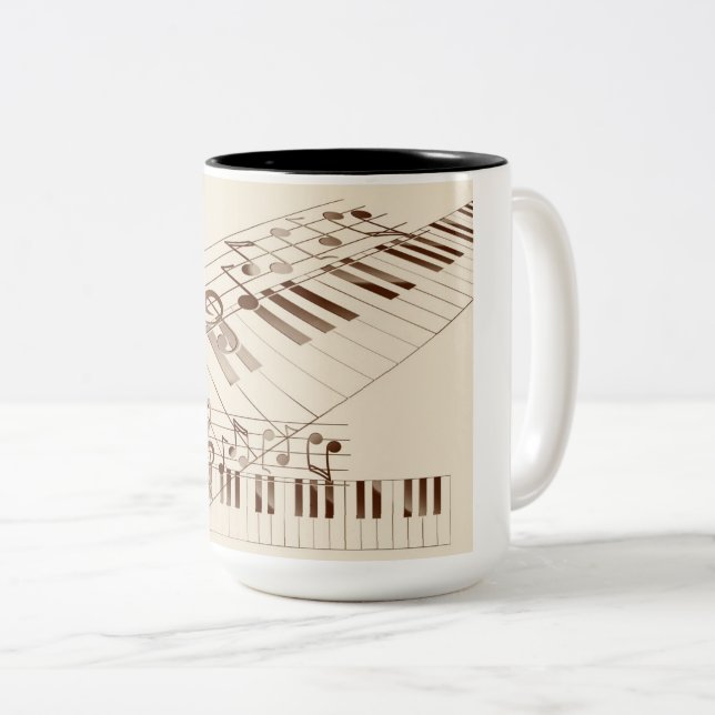 Em Dois Tons Caneca de café com piano (Frente Esquerda)