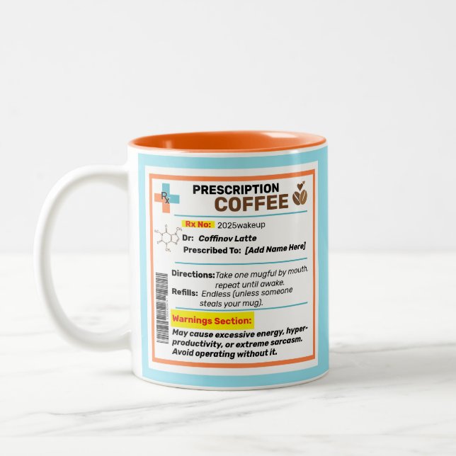 Em Dois Tons Caneca de Café com Receita Engraçada Personalizada (Esquerda)