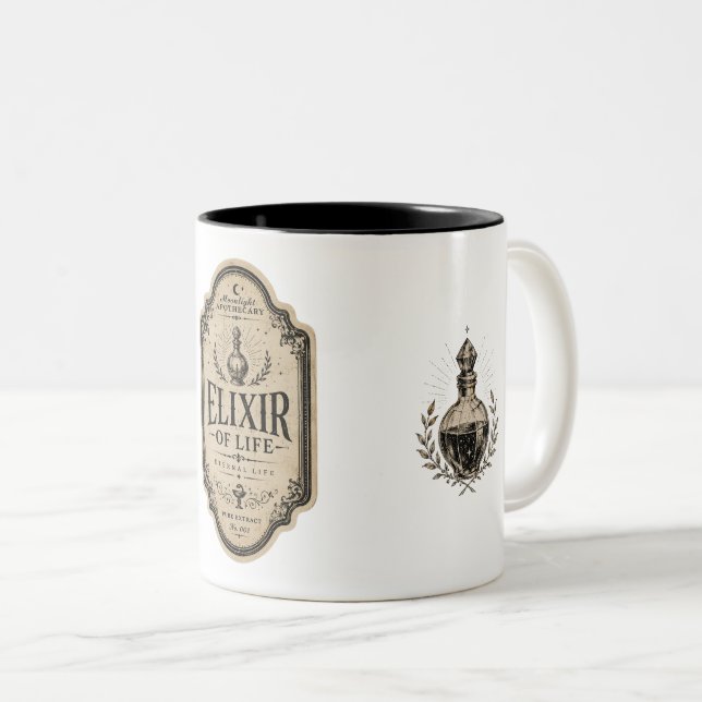 Em Dois Tons Caneca de Café com Rótulo de Poção de Apothecário  (Frente Esquerda)