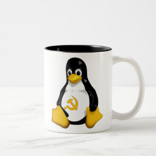 Em Dois Tons Caneca de café comunista do pinguim (Linux)