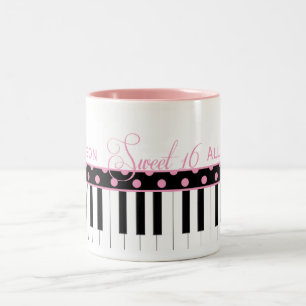 Em Dois Tons Caneca de café cor-de-rosa e preta do doce 16 do