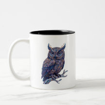 Caneca de Café Coruja Ornamentada Mística - Arte C