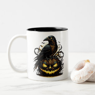 Em Dois Tons Caneca de Café Corvo de Halloween