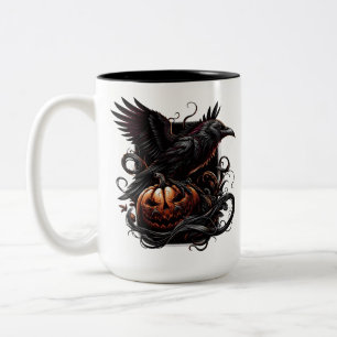 Em Dois Tons Caneca de Café Corvo de Halloween