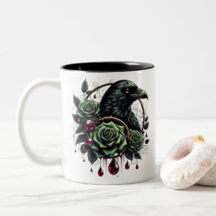 Em Dois Tons Caneca de Café Corvo de Halloween