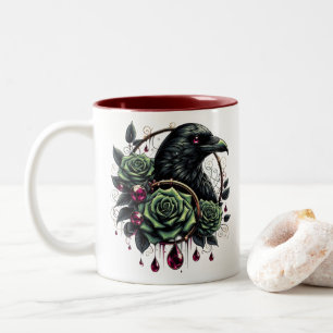 Em Dois Tons Caneca de Café Corvo de Halloween