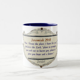 Em Dois Tons Caneca de café cristã Bíblia Jeremias 29:11
