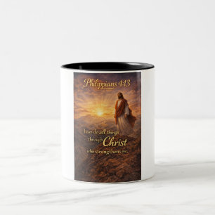 Em Dois Tons Caneca de Café Cristã Filipenses 4:13