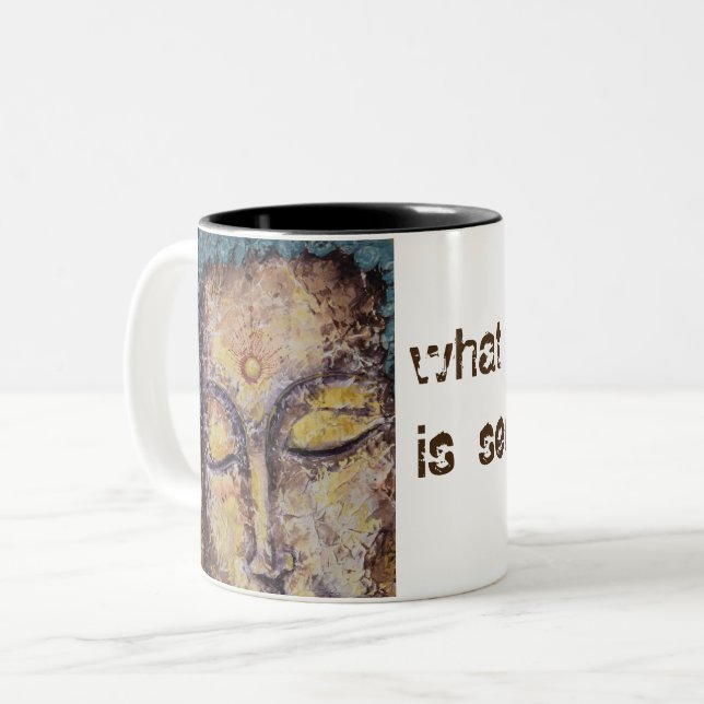 Em Dois Tons Caneca de café da arte de Buddha das citações de (Frente Esquerda)