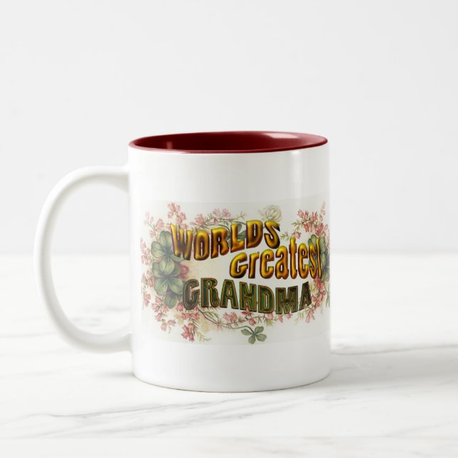 Em Dois Tons Caneca de café da avó do mundo a grande (Esquerda)