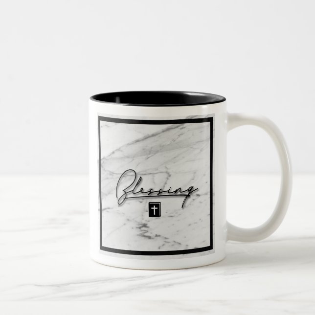 Em Dois Tons Caneca de café da bênção (Direita)