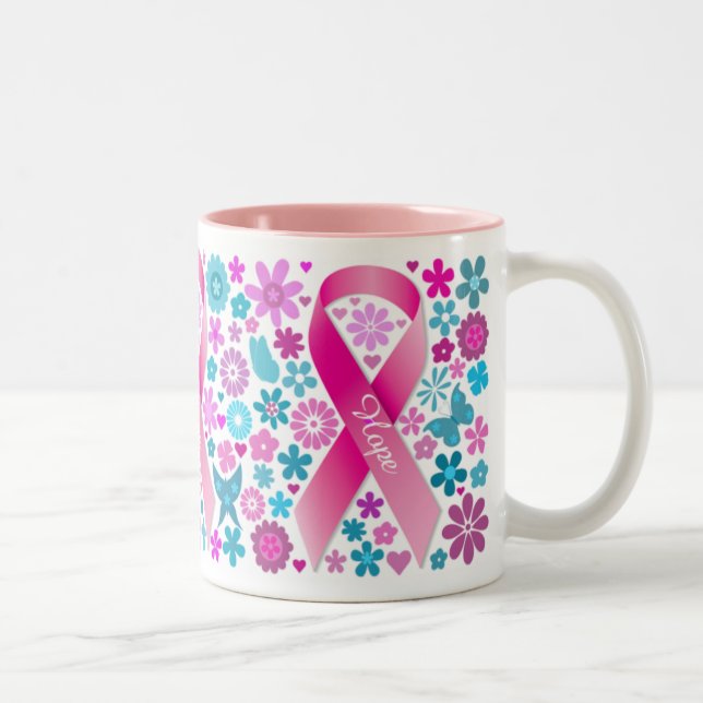 Em Dois Tons Caneca de café da consciência do cancro da mama (Direita)