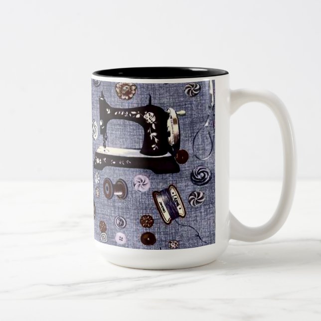 Em Dois Tons Caneca de café da costureira das máquinas de (Direita)