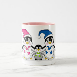 Em Dois Tons Caneca de café da família do pinguim