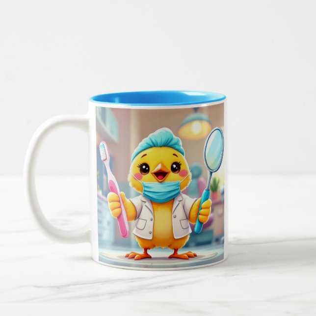 Em Dois Tons Caneca de Café da Garota Dentista (Esquerda)