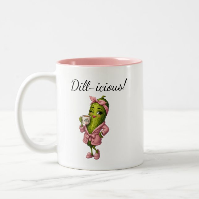 Em Dois Tons Caneca de Café da Garota Picles Fofa Bom Dia (Esquerda)
