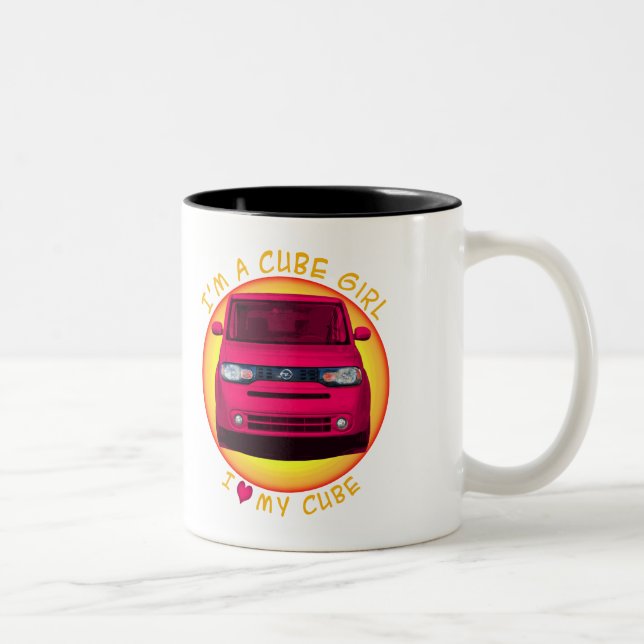 Em Dois Tons Caneca de café da menina do cubo (Direita)