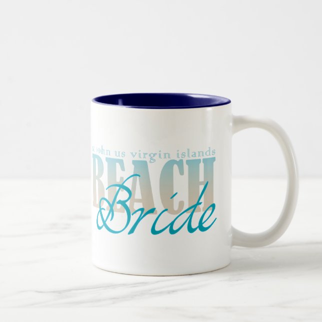 Em Dois Tons Caneca de café da noiva da praia de St John (Direita)