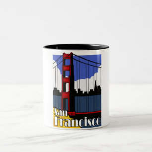 Em Dois Tons Caneca de café da porta dourada de San Francisco