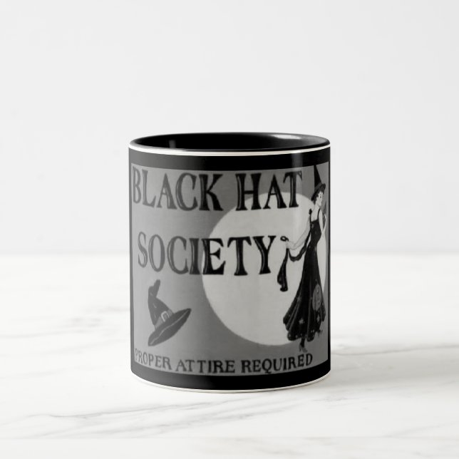 Em Dois Tons Caneca de café da sociedade do chapéu negro (Centro)