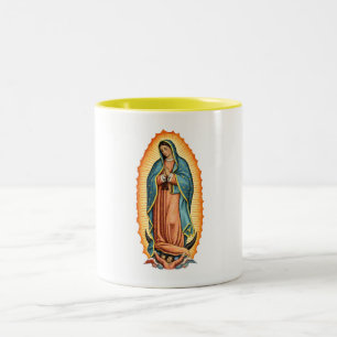 Em Dois Tons Caneca de Café da Virgem Abençoada de Guadalupe