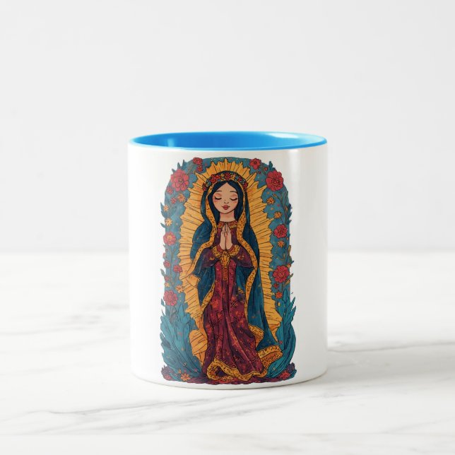 Em Dois Tons Caneca de Café da Virgem de Guadalupe Fofa (Centro)