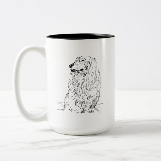 Em Dois Tons Caneca de Café Dachshund – Cachorro Salsicha de Pe (Esquerda)