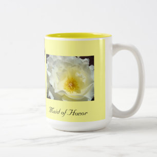 Em Dois Tons Caneca de Café Dama de Honra Rosa Amarela Branco