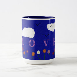 Em Dois Tons CANECA DE CAFÉ DE AMOR AO AR LIVRE AZUL, 450ml