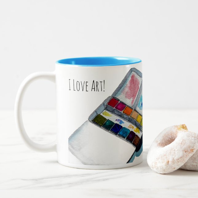 Em Dois Tons Caneca de Café de Arte (Com Donut)