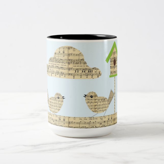 Em Dois Tons Caneca de café de aves (Centro)