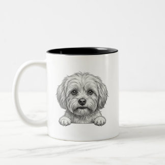 Em Dois Tons Caneca de Café de Cachorro Maltês | Presente para