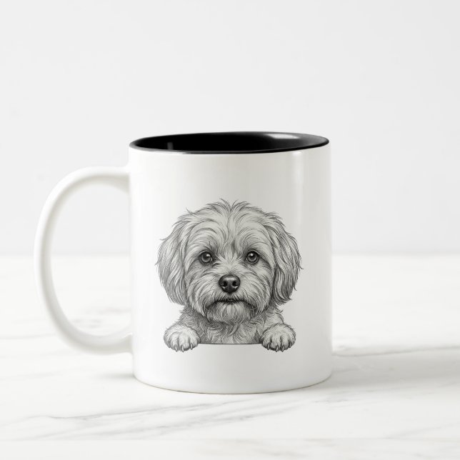 Em Dois Tons Caneca de Café de Cachorro Maltês | Presente para  (Esquerda)