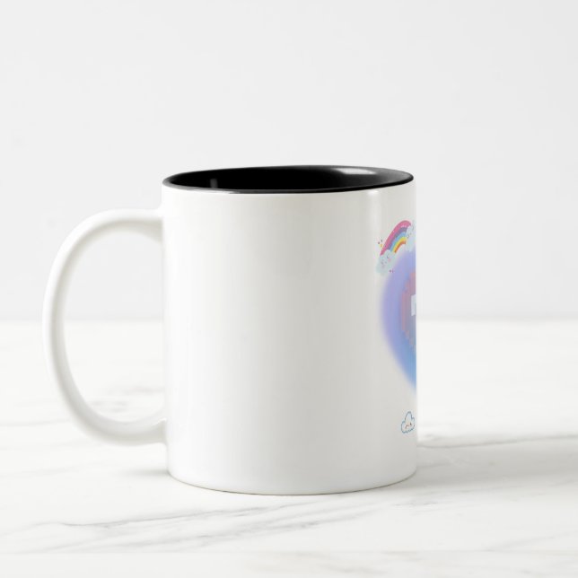 Em Dois Tons Caneca de café de coração (Esquerda)