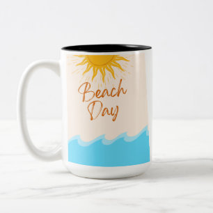 Em Dois Tons Caneca de Café de Dia de Praia   Caneca de Sol de 