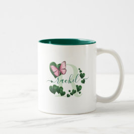 Em Dois Tons Caneca de Café de Duas Cores com Buquê de Folhas e