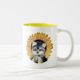 Em Dois Tons Caneca de café de duas cores com cachorro Yorkie f