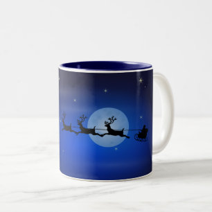 Em Dois Tons Caneca de Café de Duas Cores com Renas no Céu Notu