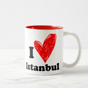 Em Dois Tons Caneca de Café de Duas Cores Cute I Love Istambul