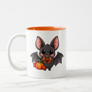 Em Dois Tons Caneca de café de duas cores de Halloween com morc