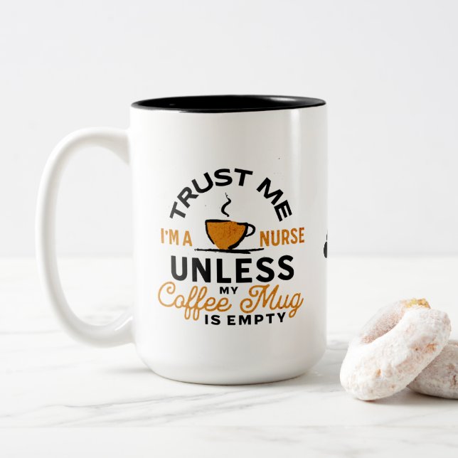 Em Dois Tons Caneca de café de enfermeira presente de saúde div (Com Donut)