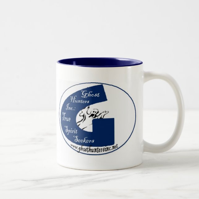 Em Dois Tons Caneca de café de Fantasma Caçadores Inc. (Direita)