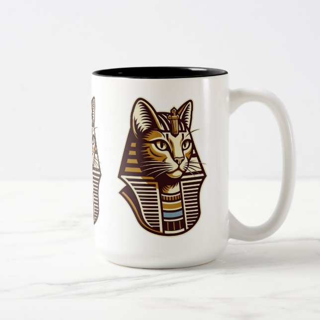 Em Dois Tons Caneca de Café de Gato do Antigo Egito – Desi Gato (Direita)