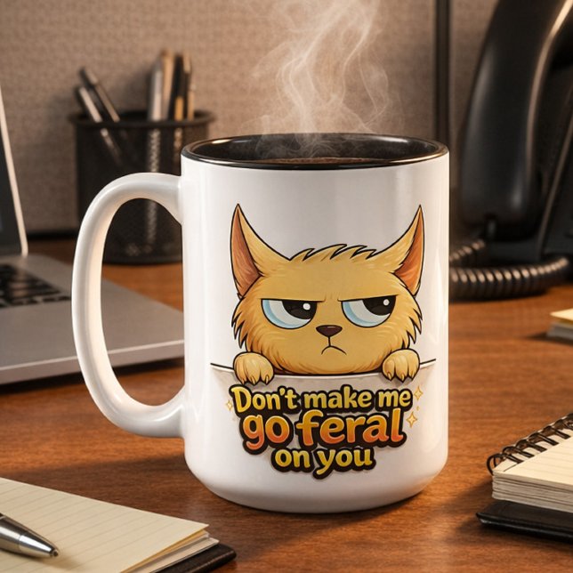 Em Dois Tons Caneca de Café de Gato Engraçado (Criador carregado)