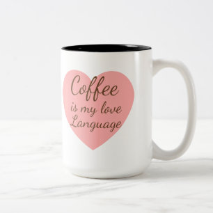 Em Dois Tons Caneca de Café de Gato Fofo & Coração Rosa de Amor