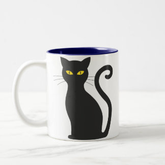 Em Dois Tons Caneca de café de gato preto assustadora