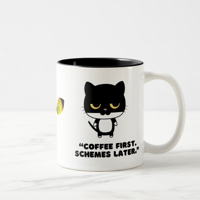 Em Dois Tons Caneca de Café de Gato Preto e Branco Engraçado  (Direita)