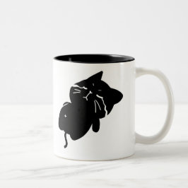 Em Dois Tons Caneca de Café de Gato Preto Fofo e Gorducho - cho
