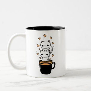 Em Dois Tons Caneca de Café de Gatos Fofos Kawaii de Duas Cores