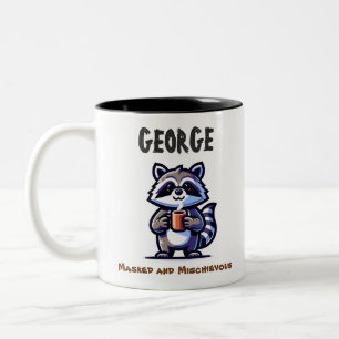 Em Dois Tons Caneca de café de guaxinim engraçada fofa